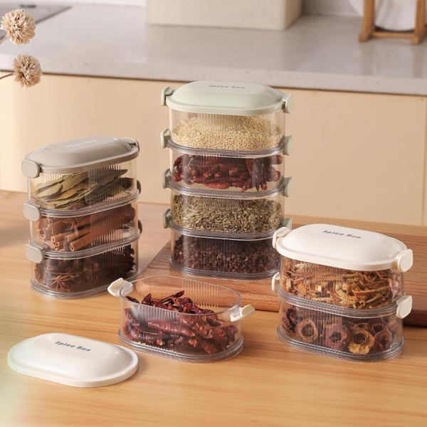 4-Layered spice Storage Box for Kitchen & BBQ (Random Color)