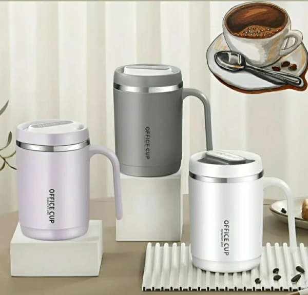 Stainless Steel Insulated Coffee Mug With Handle - 500ml(Random Color)